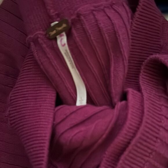 Free People Women's Skyline Raspberry Ribbed Front Slit Midi Skirt Sz L - Picture 6 of 9